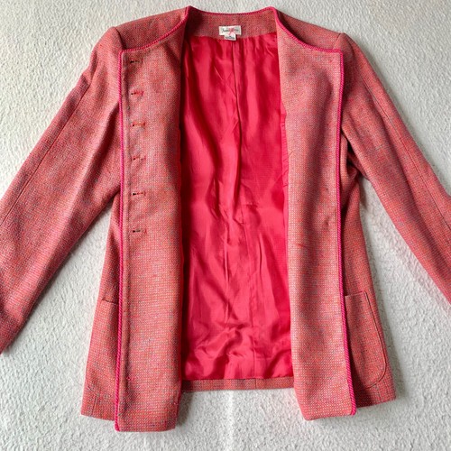 Neiman Marcus Women's Blazer Jacket Coat 100% Silk Pink Size 14 NWT Woven - Picture 3 of 8
