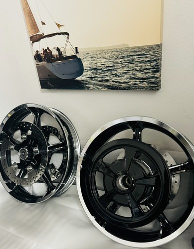 HARLEY road glide WHEELS street G 2024 25 CVO LIMITED CHROME BLACK RIMS OUTRIGHT - Picture 2 of 24