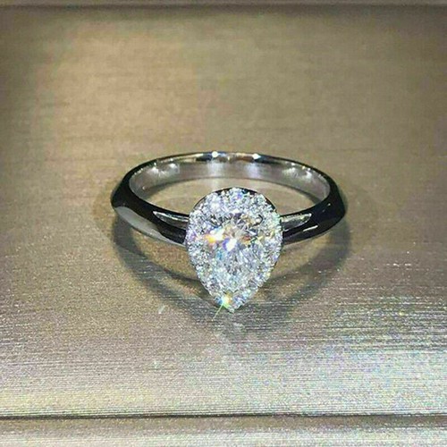 Bague De Fiançailles Solitaire Diamant Simulé 2 Carats – Monture Or Blanc 14k/argent 925 – Taille Personnalisable