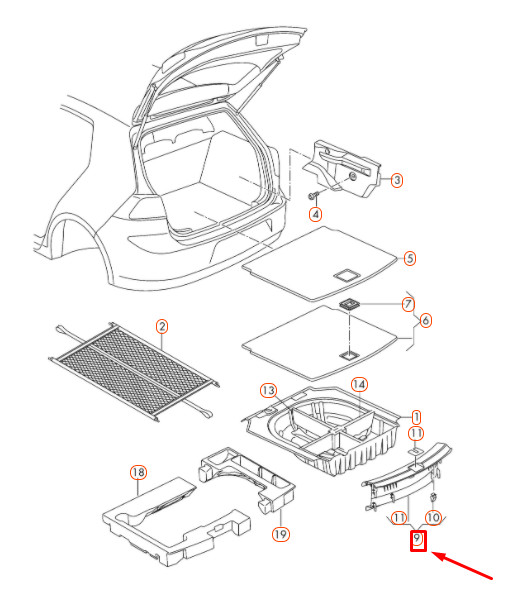 NEW OEM VW GOLF MK7 REAR LID LOCK CARRIER COVER 5G6863459M82V 