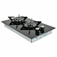 AT 66/67  2er Glas Gaskochfeld Erdgas Propangas Doppelkochplatte Einbau Autark