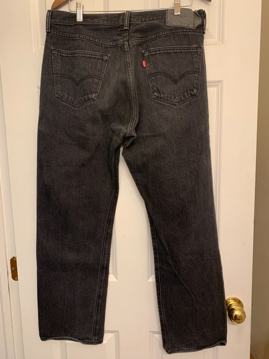 Levis 501 XX Men Size 38 x 30 Black Button Dyed Faded Denim Levis 501 XX Men Size 38 x 30 Black Button Dyed Faded Denim