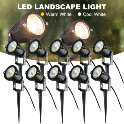 10X 12V LED Spotlights Landscape Lights 5W Outdoor Waterproof Garden Floodlights