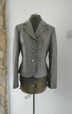 Ronit Zilkha Jacket Blazer Women  Size 12 Pure Wool Grey Striped Made In Italy
