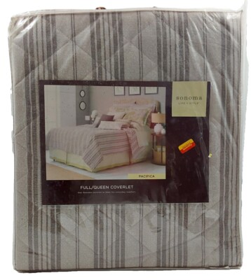 NEW Sonoma Life Style Grey Brown Pacifica Full/ Queen Coverlet 92'' X 96''