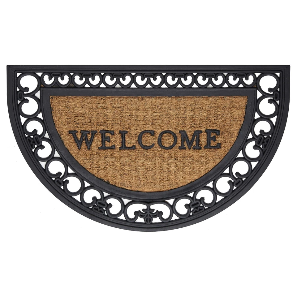 Kate Aurora Bedford Half Circle Welcome Coir Bristled Outdoor All Season Welcome