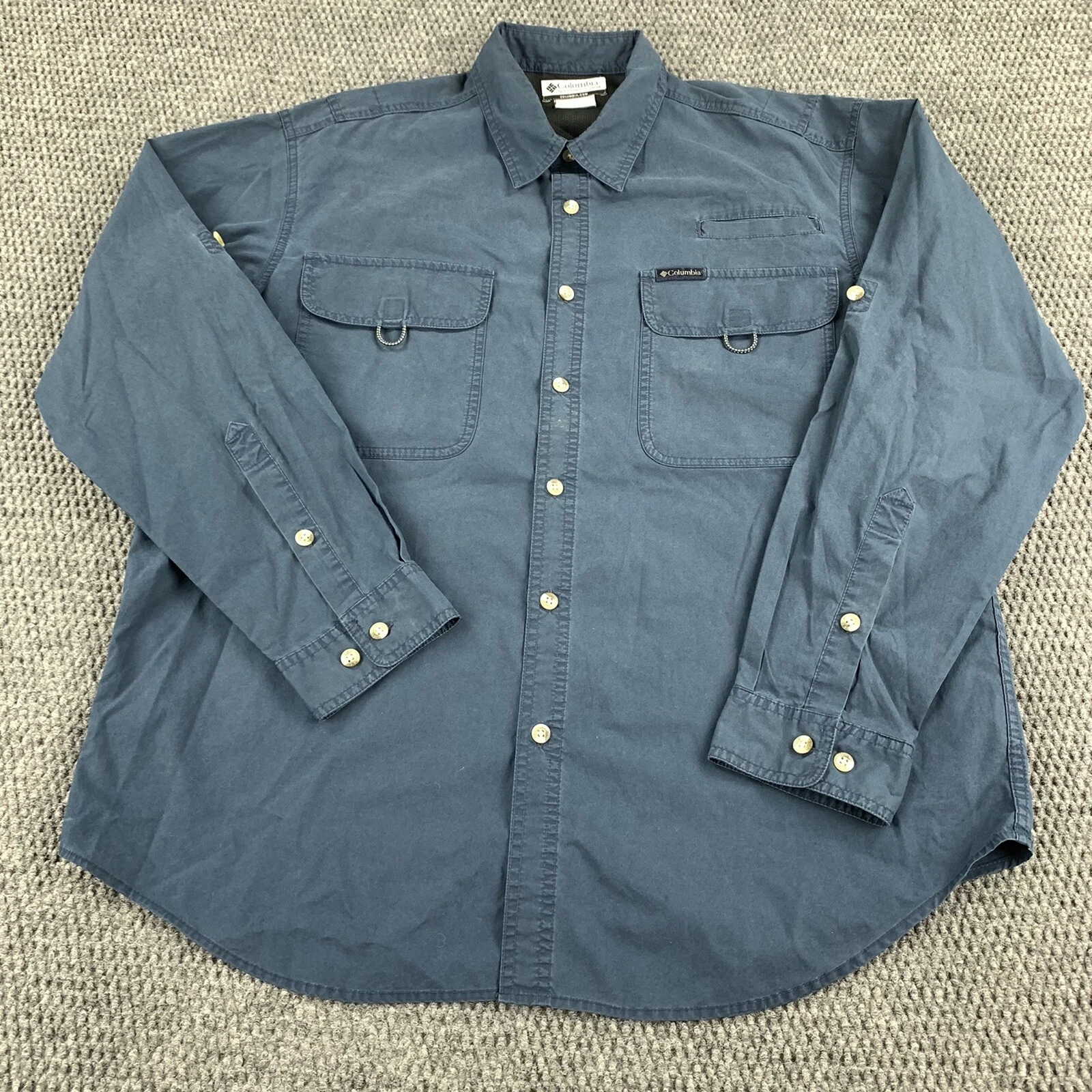 Columbia Sportswear Button Up Casual Stylish Shirt Mens Large Blue Long Sleeve