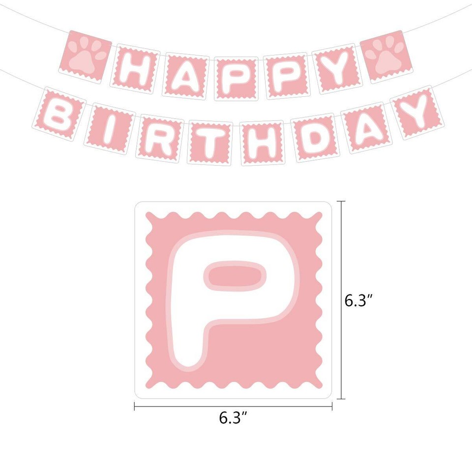 Dog Birthday Decorations,Dog Paw Prints Party Supplies for Girls Pink