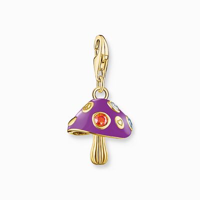 THOMAS SABO Charm Anhänger Pilz Lila 925 Silber vergoldet 2211-471-7