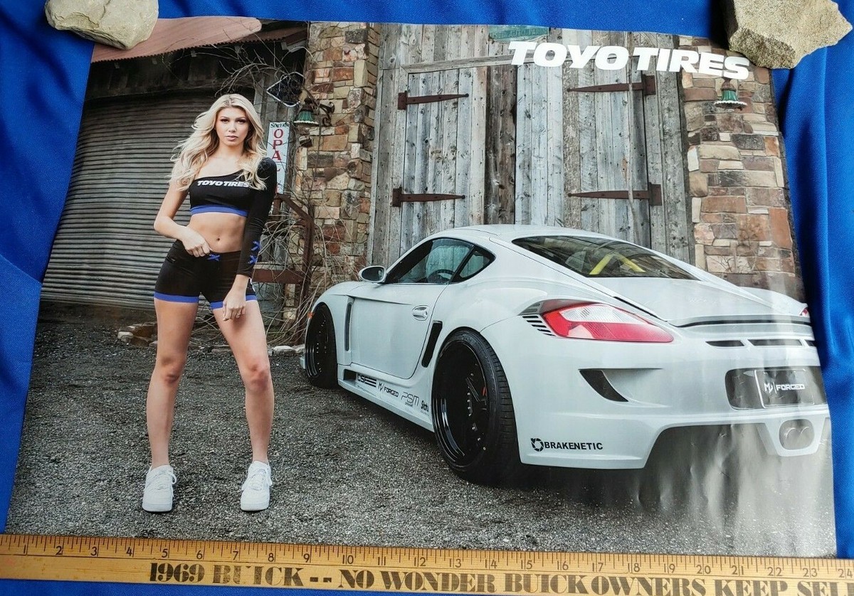Toyo Tires Pinup Model SIGNED AUTO Poster Sign Advertising