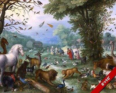 Animals Gathering For Noah S Ark Painting Bible History Art Real Canvas Print Ebay