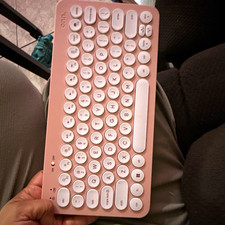 onn. Compact Wireless Keyboard w/ USB Receiver Pink/White QWERTY English MPN