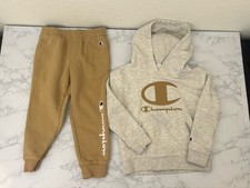 Champion Matching Sweatsuit With Pockets, Size 4T Brown Tan Stretch Athletic C2