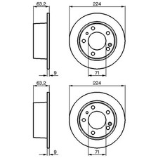 2X BOSCH BREMSSCHEIBEN Ø223,6mm HINTEN PASSEND FÜR CITROËN XM