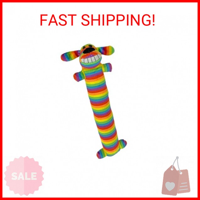 Multipet Rainbow Loofa Dog Toy 12 Inch Seasonal Chew for Pets