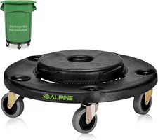 Alpine Rolling Brute Trash Can Dolly - Trash Can Dolly with Wheels/Trash Can