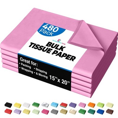 Party Solids Pink Tissue Paper for Gift Bags - 15'' X 20'' Bulk Tissue Paper Pi...