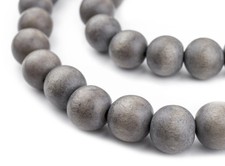 Grey Natural Wood Beads 16mm Round Large Hole 16 Inch Strand