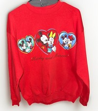 VTG 90s Mickey Unlimited Jerry Leigh Sweatshirt L Red Mickey Minnie Love Hearts