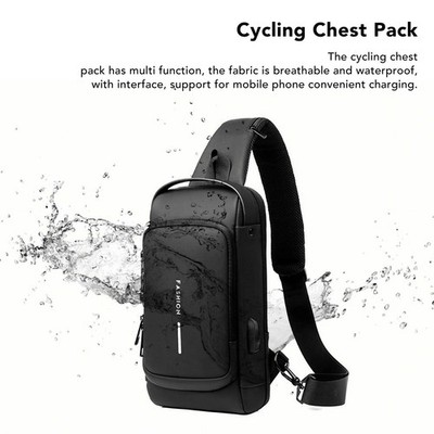 Black Password Sling Backpack Anti Theft Multifunctional Cycling Chest Bag For M