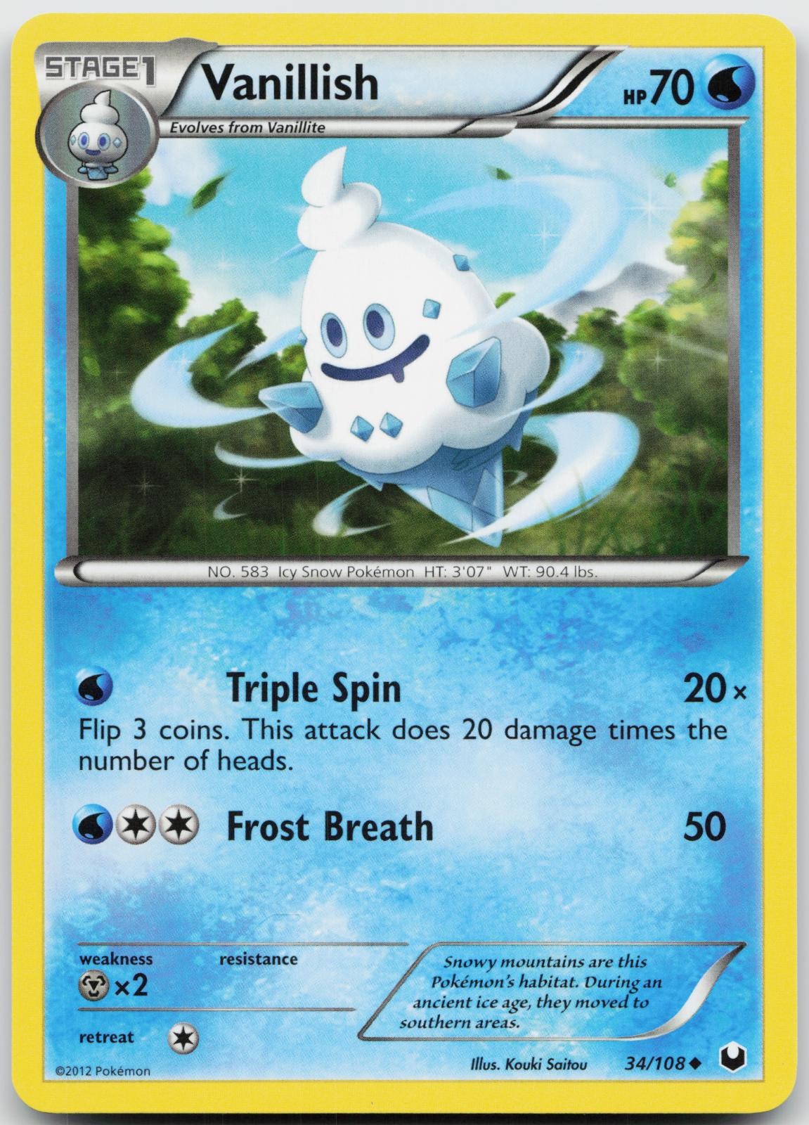 Vanillish 34/108 Uncommon Dark Explorers Pokemon Near Mint