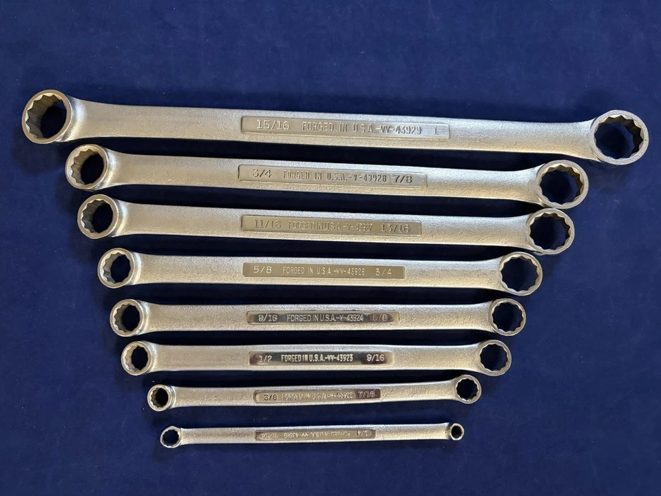 Juego de llaves de extremo de caja doble Craftsman SAE 12pt 1/4" - 1" panel elevado EE. UU. 8 piezas Foto 4 de 4