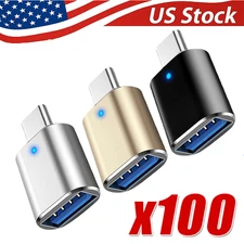 LED USB-C 3.1 Male to USBA Female Adapter Converter OTG Type C Android Phone LOT