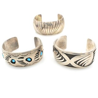 Signed Southwest Sterling Turquoise Overlay Shadow Box Bracelet Lot 3 #S4587 2