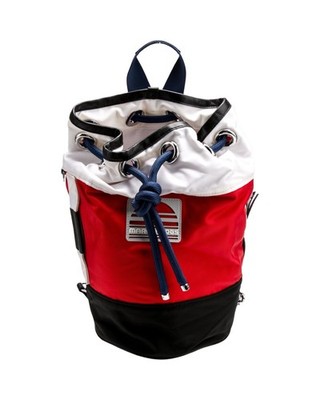 Marc Jacobs Red White Black Sport Nylon Unisex Bucket Sling Duffle Backpack NEW