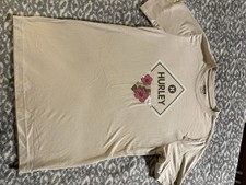 Hurley Boys XL Beige Floral Graphic Short Sleeve Crew Neck T-Shirt EUC