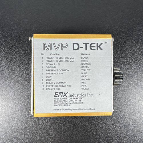 EMX MVP D-TEK MULTI-VOLTAGE VEHICLE LOOP DETECTOR 11 PIN EXIT SAFETY DETECTION