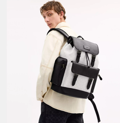 美品 COACH スプリント バックパック CBI12 レザー リュック Coach Sprint Backpack in Colorblock Signature Canvas CBI12, 100