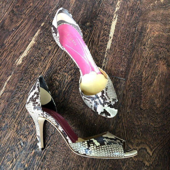 Kate Spade Python Embossed Leather Heels Size 8 S… - image 3