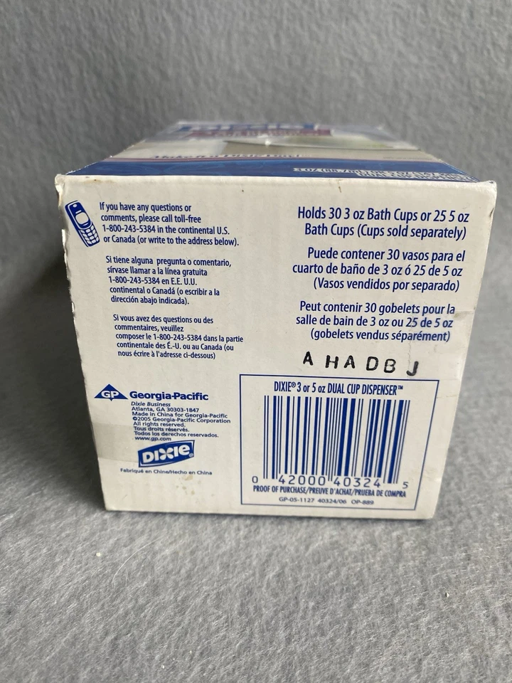 Dispensador de vasos desechables de doble cara Dixie de 3 y 5 OZ azul para baño Foto 3 de 3
