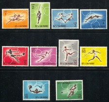 San Marino Sc# 572-81, 1964 Summer Olympics- Tokyo, F/VF MNH Set of 10 No Faults