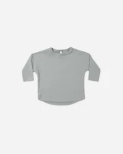 Quincy Mae Long Sleeve Tee Dusty Blue Baby Top 3-6 Months Soft Cotton