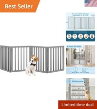 Pet Gate - 4-Panel Indoor Foldable Dog Fence for Stairs, Hallways, or Doorway...