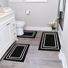 Uphome Bathroom Rugs Sets 3 Piece Modern Black And White Bathroom Mat Set Non