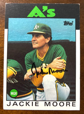 1986 Topps Checklist JACKIE MOORE Autographed Baseball Card #591 A'S