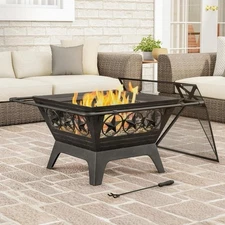 Pure Garden 32-inch steel outdoor wood-burning fire pit