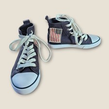 Polo Ralph Lauren Kids High Top Sneakers American Flag Canvas Shoes Size 4