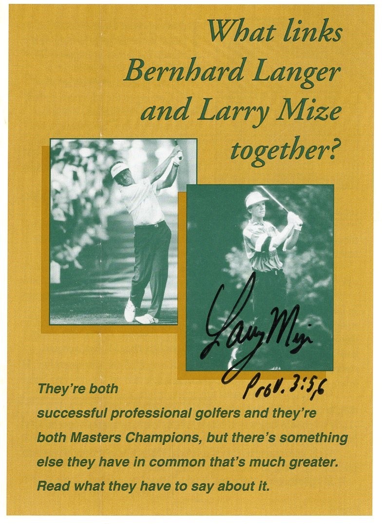Larry Mize PGA Golf Masters Champ Ryder Cup Team Signed Autograph Photo Booklet