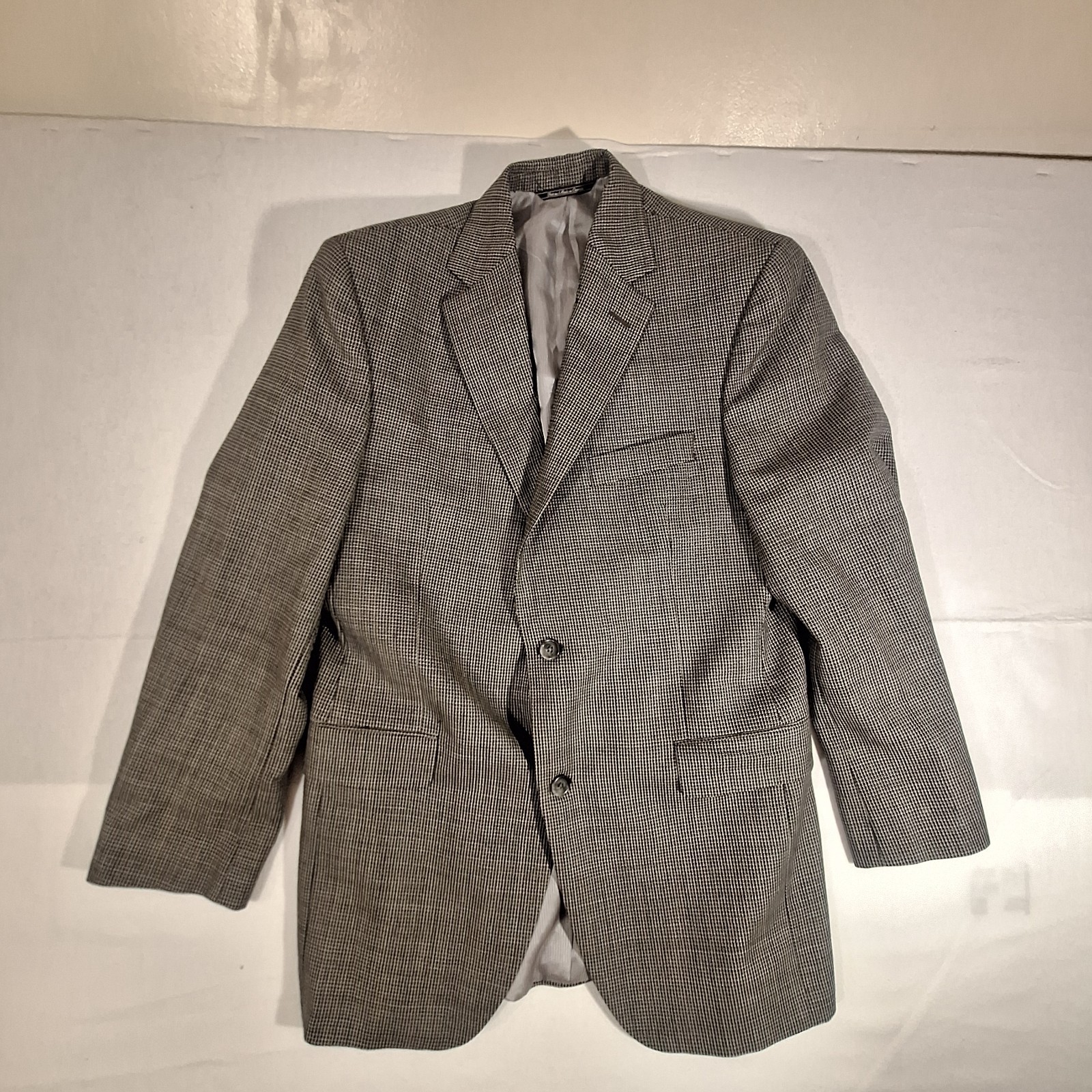 Jack Victor Wool Sport Coat Blazer Jacket Gray & Black Plaid Mens 40 R