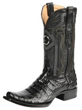 Men's Original Caiman Belly Exotic Cowboy Boots 'El General' Black 45518