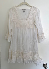 Cute Options White Boho Peasant Dress – Size M