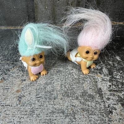 Vintage Russ Trolls Doll Crawling Baby Troll Lot with Diapers & Bib
