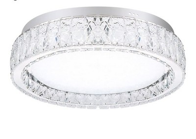 Krychiler Crystal Ceiling Lighting, 13.8 inch LED Flush Mount Dimmable Bathroom