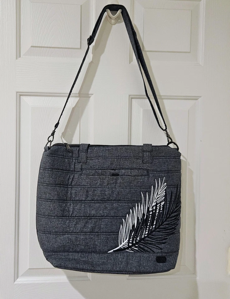 Bolso de Mano Lug Apollo Gris Bordado Pluma Viaje Profesor Viajero Foto 2 de 4