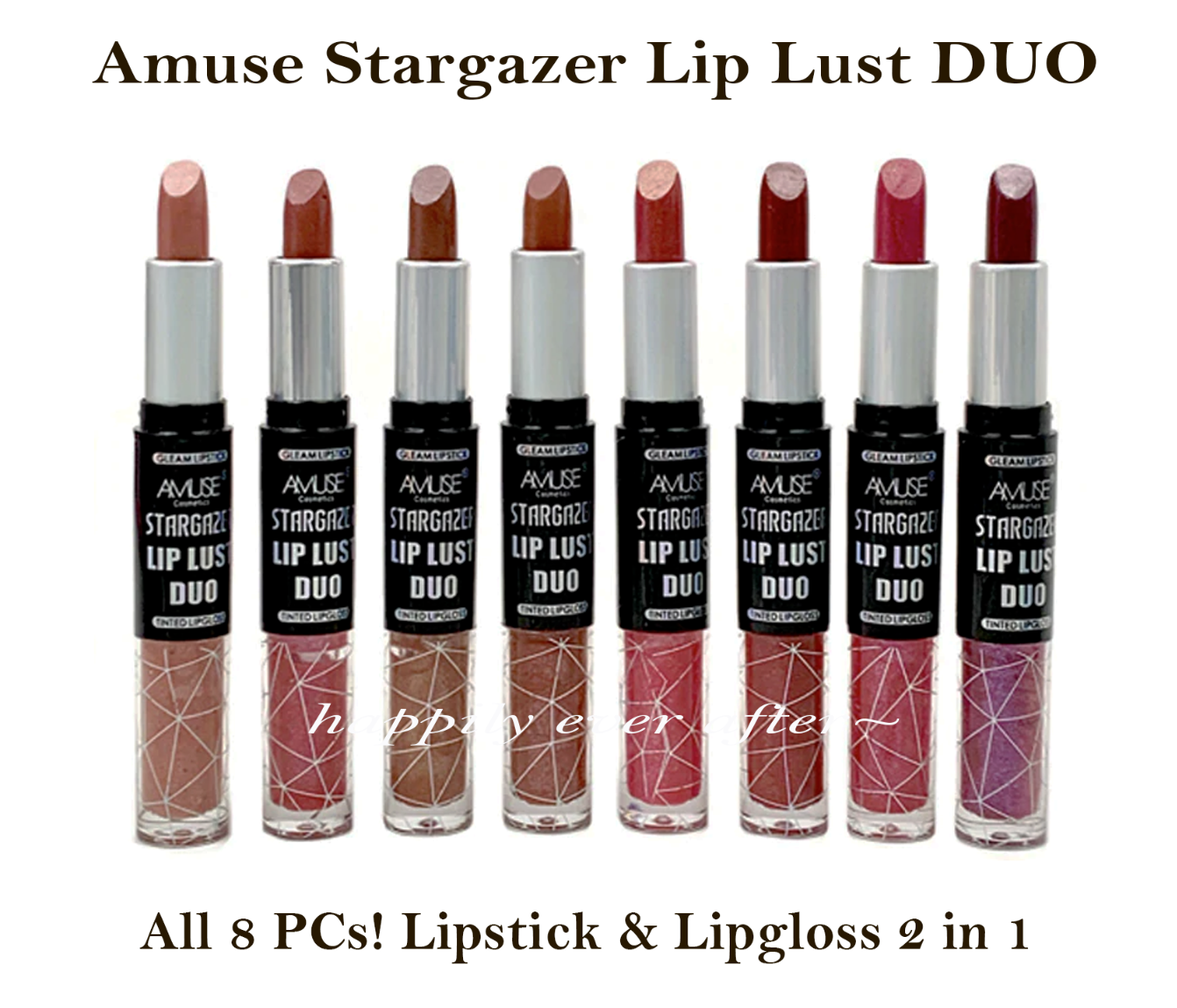 Amuse Stargazer Lip Lust DUO Set All 8 Colors! 2 in 1 Lipstick