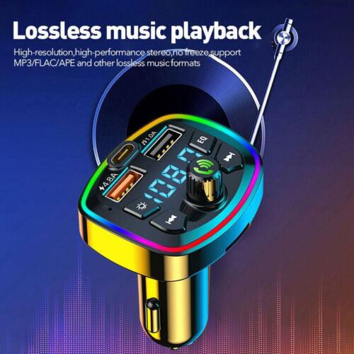 Car Charger FM Transmitter Bluetooth5.0 Hands Free True 3.1A Dual USB Port D0P1 - Afbeelding 11 van 18